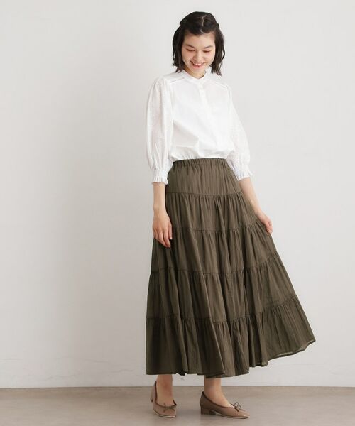 LAURA ASHLEY / ローラ アシュレイ ロング・マキシ丈スカート | 【ウエストゴム仕様／両脇ポケット】コットンボイル ティアードスカート | 詳細2