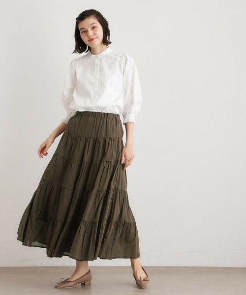 LAURA ASHLEY / ローラ アシュレイ ロング・マキシ丈スカート | 【ウエストゴム仕様／両脇ポケット】コットンボイル ティアードスカート | 詳細3