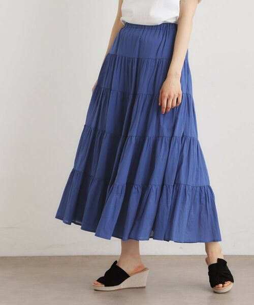 LAURA ASHLEY / ローラ アシュレイ ロング・マキシ丈スカート | 【ウエストゴム仕様／両脇ポケット】コットンボイル ティアードスカート | 詳細5