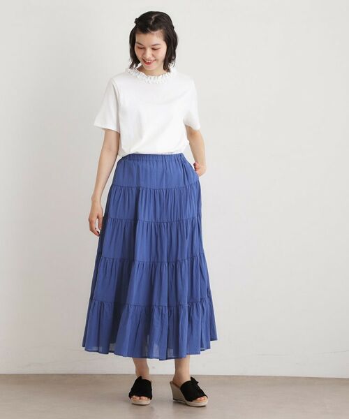 LAURA ASHLEY / ローラ アシュレイ ロング・マキシ丈スカート | 【ウエストゴム仕様／両脇ポケット】コットンボイル ティアードスカート | 詳細6