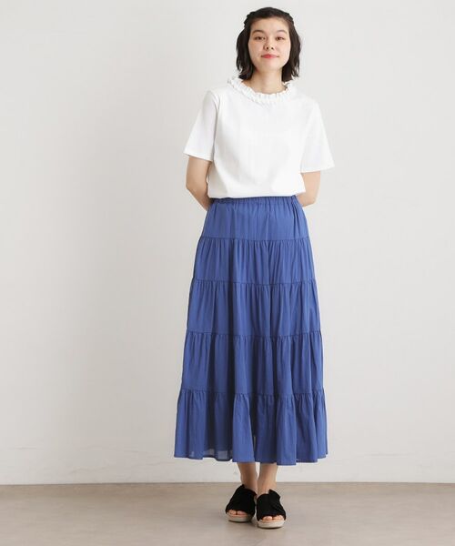 LAURA ASHLEY / ローラ アシュレイ ロング・マキシ丈スカート | 【ウエストゴム仕様／両脇ポケット】コットンボイル ティアードスカート | 詳細7