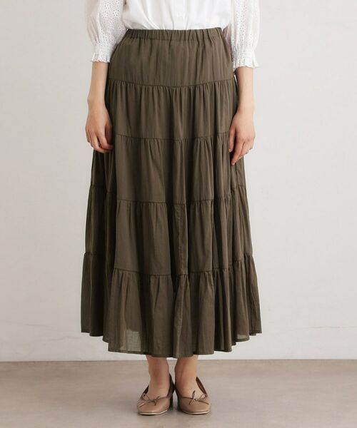 LAURA ASHLEY / ローラ アシュレイ ロング・マキシ丈スカート | 【ウエストゴム仕様／両脇ポケット】コットンボイル ティアードスカート | 詳細9
