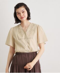 LAURA ASHLEY / ローラ アシュレイ シャツ・ブラウス | 【洗える／コットン100％】ヨーク刺繍ブラウス