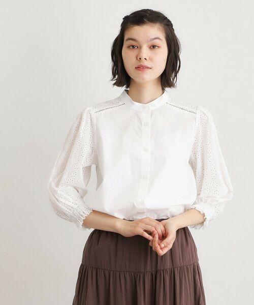 LAURA ASHLEY / ローラ アシュレイ シャツ・ブラウス | 【コットン100％／ゆったりシルエット】ブロダリーアングレーズ コットンブラウス（オフホワイト(003)）