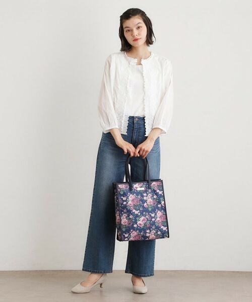 LAURA ASHLEY / ローラ アシュレイ トートバッグ | エレンボロー ローズ柄 スクエアトートバッグ | 詳細2