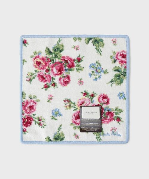 LAURA ASHLEY / ローラ アシュレイ ハンカチ | 【ギフトにおすすめ！シェニール織】 バンチェッドロージズ ミニタオル（ブルー(191)）