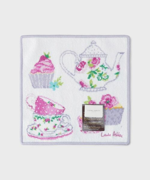 LAURA ASHLEY / ローラ アシュレイ ハンカチ | 【ギフトにおすすめ！シェニール織】 シェニール ティーパーティー ミニタオル（パープル(181)）