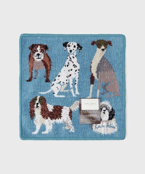LAURA ASHLEY / ローラ アシュレイ ハンカチ | 【ギフトにおすすめ！シェニール織】 シェニール パーク ドッグス ミニタオル（ブルー(191)）