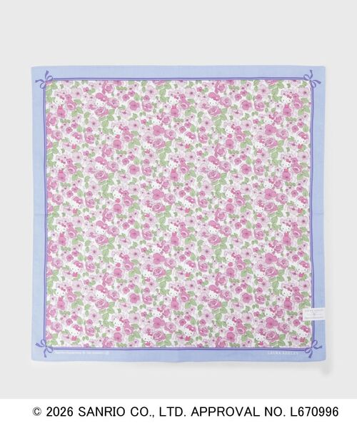 LAURA ASHLEY / ローラ アシュレイ ハンカチ | プリントハンカチ ハローキティ バラ（ブルー(191)）