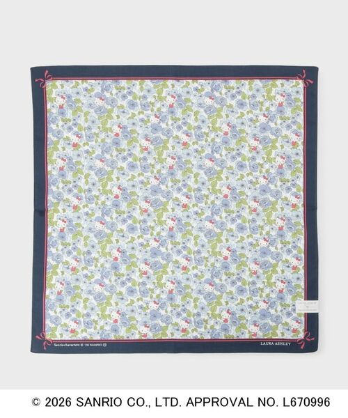 LAURA ASHLEY / ローラ アシュレイ ハンカチ | プリントハンカチ ハローキティ バラ（ブルー(193)）