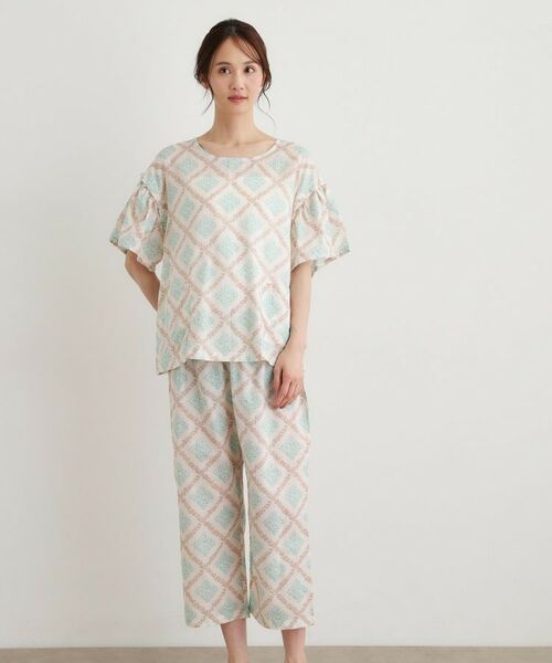 LAURA ASHLEY / ローラ アシュレイ ルームウェア | チェドウェル スカーヴズ柄 アムンゼン生地スリープウェア | 詳細1