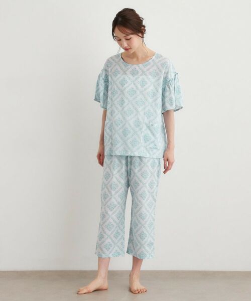 LAURA ASHLEY / ローラ アシュレイ ルームウェア | チェドウェル スカーヴズ柄 アムンゼン生地スリープウェア | 詳細10