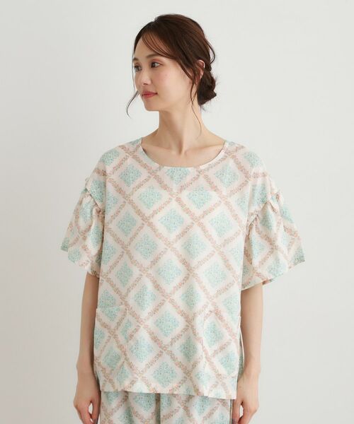 LAURA ASHLEY / ローラ アシュレイ ルームウェア | チェドウェル スカーヴズ柄 アムンゼン生地スリープウェア | 詳細13