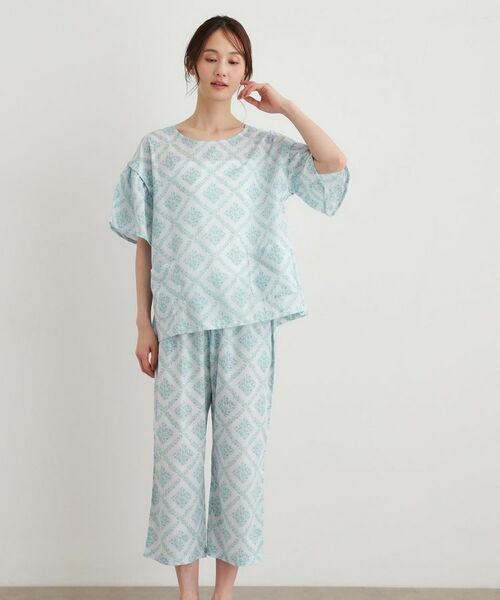 LAURA ASHLEY / ローラ アシュレイ ルームウェア | チェドウェル スカーヴズ柄 アムンゼン生地スリープウェア | 詳細9