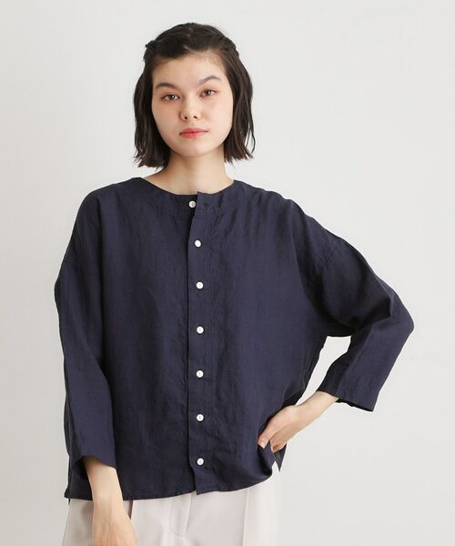 LAURA ASHLEY / ローラ アシュレイ シャツ・ブラウス | 【日本製】フレンチリネン カーディガン（ネイビー(094)）