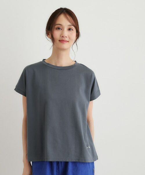 LAURA ASHLEY / ローラ アシュレイ Tシャツ | 【日本製】コットン天竺Tシャツ（チャコールグレー(014)）