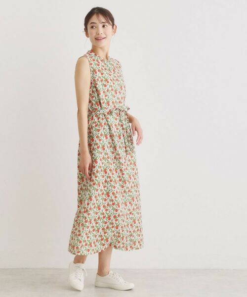 LAURA ASHLEY / ローラ アシュレイ ロング・マキシ丈ワンピース | 【2WAY/防シワ】デラ オレンジズ柄 ワンピース | 詳細4