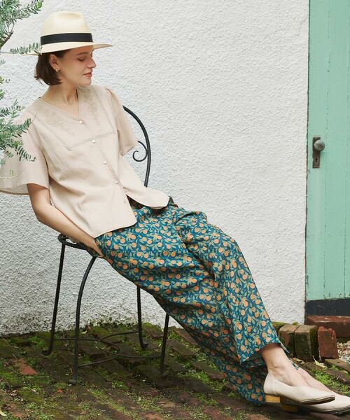 LAURA ASHLEY / ローラ アシュレイ パンツ | 【防シワ／ウエストゴム仕様／同柄アイテムあり】デラ オレンジズ柄 パンツ | 詳細16