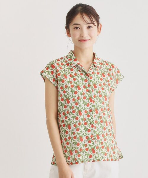 LAURA ASHLEY / ローラ アシュレイ シャツ・ブラウス | 【防シワ／同柄アイテムあり】デラ オレンジズ柄 ブラウス | 詳細2