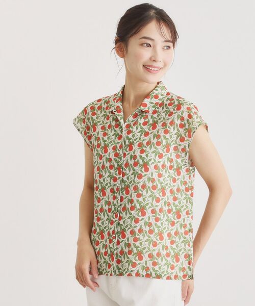 LAURA ASHLEY / ローラ アシュレイ シャツ・ブラウス | 【防シワ／同柄アイテムあり】デラ オレンジズ柄 ブラウス（アイボリー(104)）