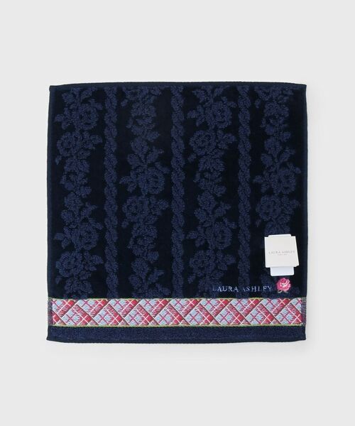 LAURA ASHLEY / ローラ アシュレイ ハンカチ | ローズ ニット タオルハンカチ（ブルー(193)）