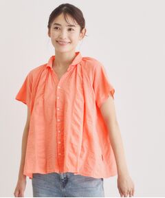 LAURA ASHLEY / ローラ アシュレイ シャツ・ブラウス | 【日本製/ワンマイルウエア】コットンワイドストライプ ギャザーブラウス