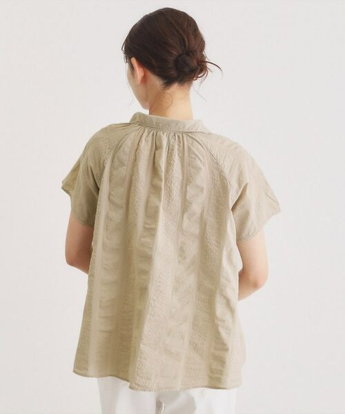 LAURA ASHLEY / ローラ アシュレイ シャツ・ブラウス | 【日本製/ワンマイルウエア】コットンワイドストライプ ギャザーブラウス | 詳細11