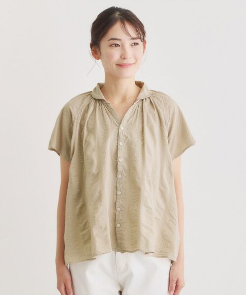 LAURA ASHLEY / ローラ アシュレイ シャツ・ブラウス | 【日本製/ワンマイルウエア】コットンワイドストライプ ギャザーブラウス | 詳細9