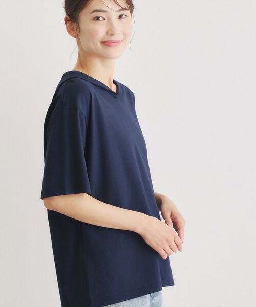 LAURA ASHLEY / ローラ アシュレイ カットソー | 【日本製/ワンマイルウエア】クールローレルスカイコット セーラーカラーシャツ | 詳細1