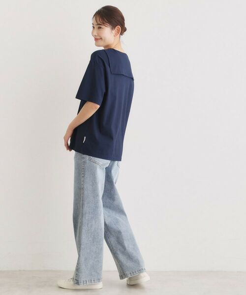 LAURA ASHLEY / ローラ アシュレイ カットソー | 【日本製/ワンマイルウエア】クールローレルスカイコット セーラーカラーシャツ | 詳細3