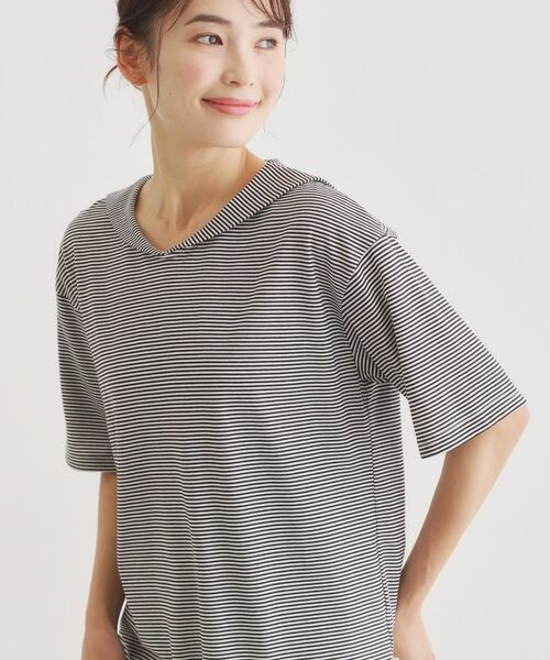 LAURA ASHLEY / ローラ アシュレイ カットソー | 【日本製/ワンマイルウエア】クールローレルスカイコット セーラーカラーボーダーシャツ | 詳細1