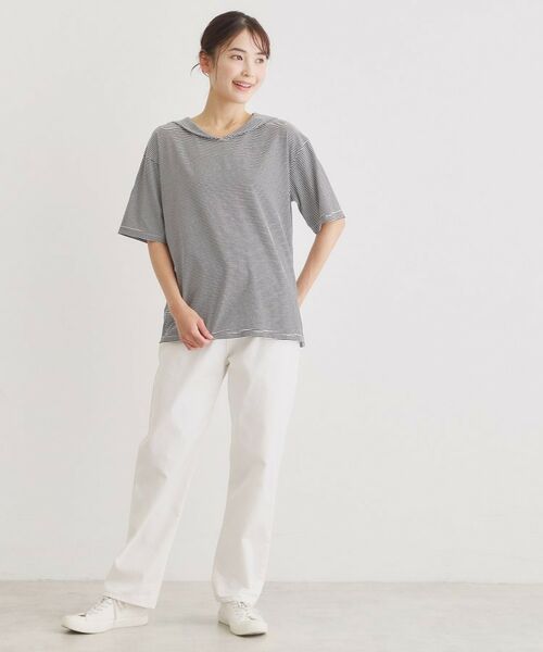 LAURA ASHLEY / ローラ アシュレイ カットソー | 【日本製/ワンマイルウエア】クールローレルスカイコット セーラーカラーボーダーシャツ | 詳細2
