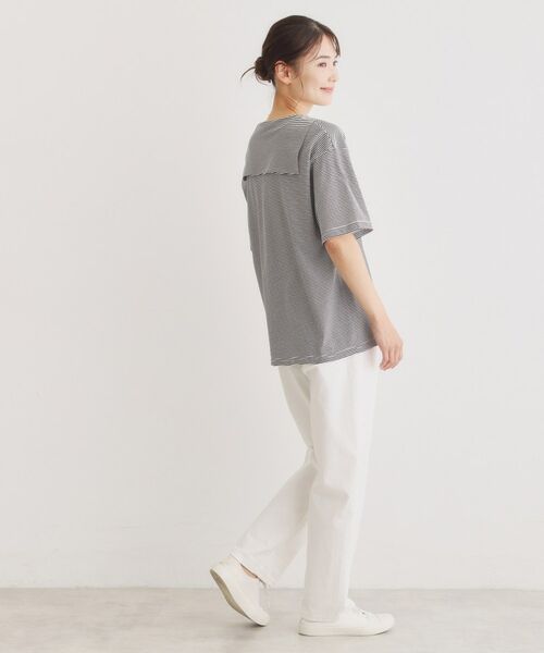 LAURA ASHLEY / ローラ アシュレイ カットソー | 【日本製/ワンマイルウエア】クールローレルスカイコット セーラーカラーボーダーシャツ | 詳細3