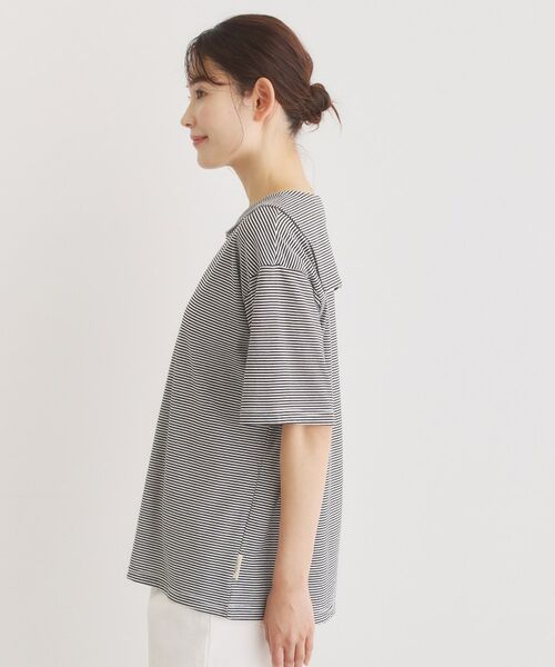 LAURA ASHLEY / ローラ アシュレイ カットソー | 【日本製/ワンマイルウエア】クールローレルスカイコット セーラーカラーボーダーシャツ | 詳細6