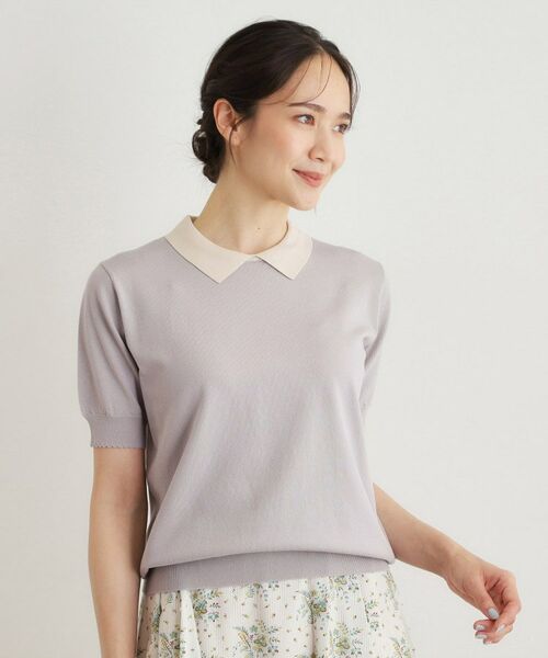 LAURA ASHLEY / ローラ アシュレイ ニット・セーター | 【人気デザイン！新色追加／洗える】衿付きプルオーバーニット | 詳細1