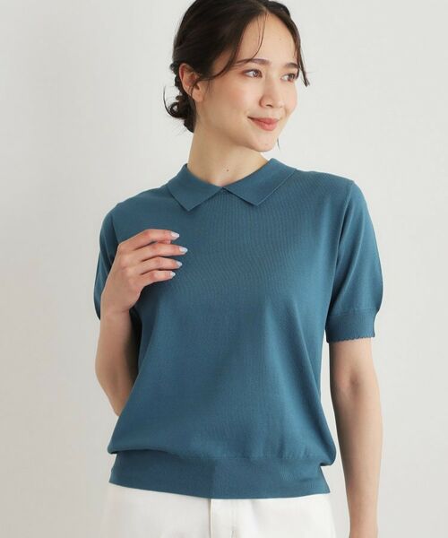 LAURA ASHLEY / ローラ アシュレイ ニット・セーター | 【人気デザイン！新色追加／洗える】衿付きプルオーバーニット（グリーン(023)）