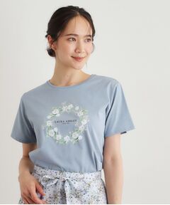 LAURA ASHLEY / ローラ アシュレイ Tシャツ | 【コットン100％／洗える】リースフローラル プリントTシャツ