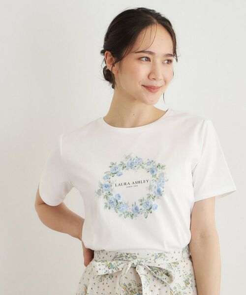 LAURA ASHLEY / ローラ アシュレイ Tシャツ | 【コットン100％／洗える】リースフローラル プリントTシャツ | 詳細1