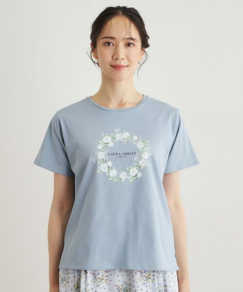 LAURA ASHLEY / ローラ アシュレイ Tシャツ | 【コットン100％／洗える】リースフローラル プリントTシャツ | 詳細13