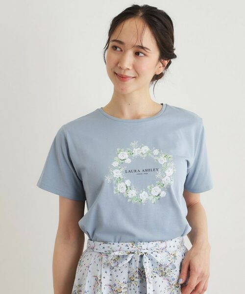 LAURA ASHLEY / ローラ アシュレイ Tシャツ | 【コットン100％／洗える】リースフローラル プリントTシャツ | 詳細5