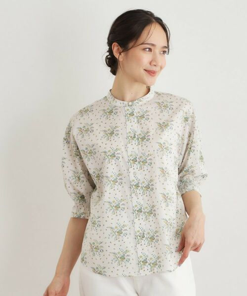 LAURA ASHLEY / ローラ アシュレイ シャツ・ブラウス | 【7分袖／コットン100％／洗える】サジェストン柄ブラウス（ベージュ(152)）