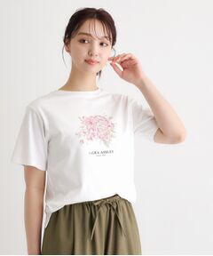 LAURA ASHLEY / ローラ アシュレイ カットソー | 【人気デザイン！汗染み防止／コットン100％】リリス柄 プリントTシャツ