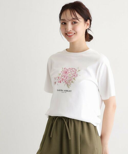 LAURA ASHLEY / ローラ アシュレイ カットソー | 【人気デザイン！汗染み防止／コットン100％】リリス柄 プリントTシャツ | 詳細1