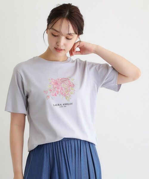 LAURA ASHLEY / ローラ アシュレイ カットソー | 【人気デザイン！汗染み防止／コットン100％】リリス柄 プリントTシャツ | 詳細9
