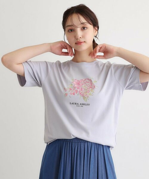 LAURA ASHLEY / ローラ アシュレイ カットソー | 【人気デザイン！汗染み防止／コットン100％】リリス柄 プリントTシャツ（ラベンダー(080)）