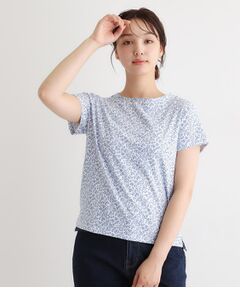 LAURA ASHLEY / ローラ アシュレイ カットソー | 【接触冷感／マシンウォッシュ可】スウィート アリッサム柄スムースTシャツ