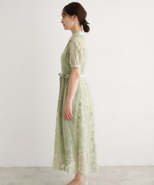 LAURA ASHLEY / ローラ アシュレイ ロング・マキシ丈ワンピース | 【洗える／5分袖／キャミワンピ付き】エルヴェデン柄チュール刺繍ワンピース | 詳細10