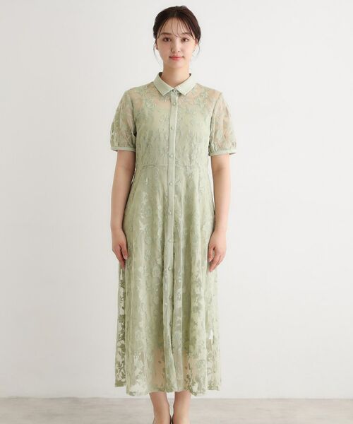 LAURA ASHLEY / ローラ アシュレイ ロング・マキシ丈ワンピース | 【洗える／5分袖／キャミワンピ付き】エルヴェデン柄チュール刺繍ワンピース | 詳細15