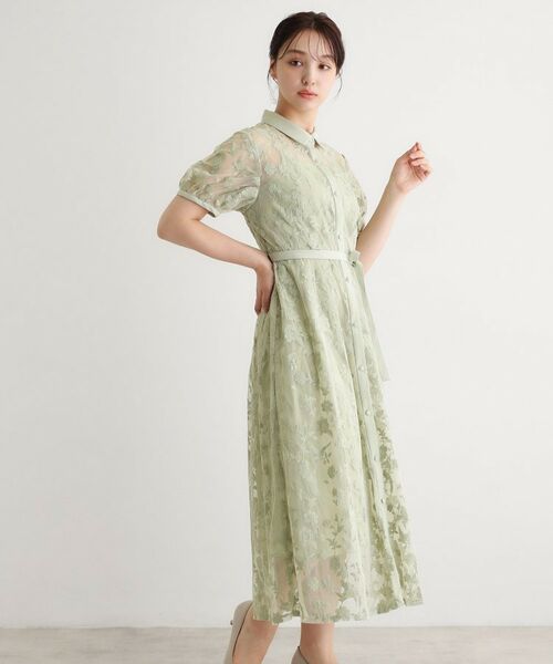 LAURA ASHLEY / ローラ アシュレイ ロング・マキシ丈ワンピース | 【洗える／5分袖／キャミワンピ付き】エルヴェデン柄チュール刺繍ワンピース | 詳細2