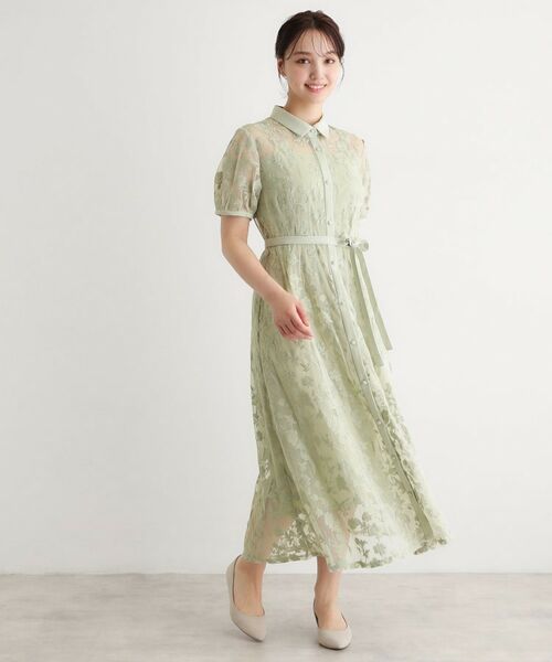 LAURA ASHLEY / ローラ アシュレイ ロング・マキシ丈ワンピース | 【洗える／5分袖／キャミワンピ付き】エルヴェデン柄チュール刺繍ワンピース | 詳細3